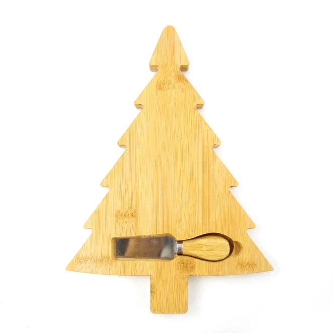 bamboo christmas tree shape cheese board with