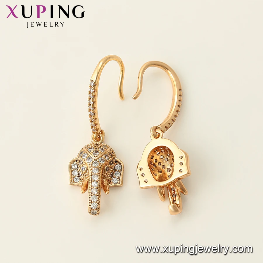 98755 Xuping new design aretes de moda gold plated jewelry aretes de mujer elephant style women pendant earrings