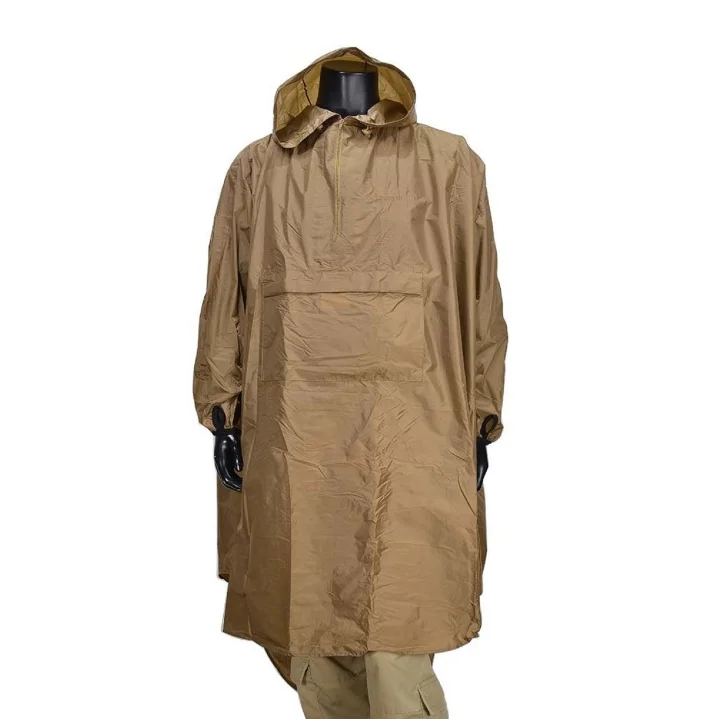 Tan Desert Khaki Color Rain Poncho With 