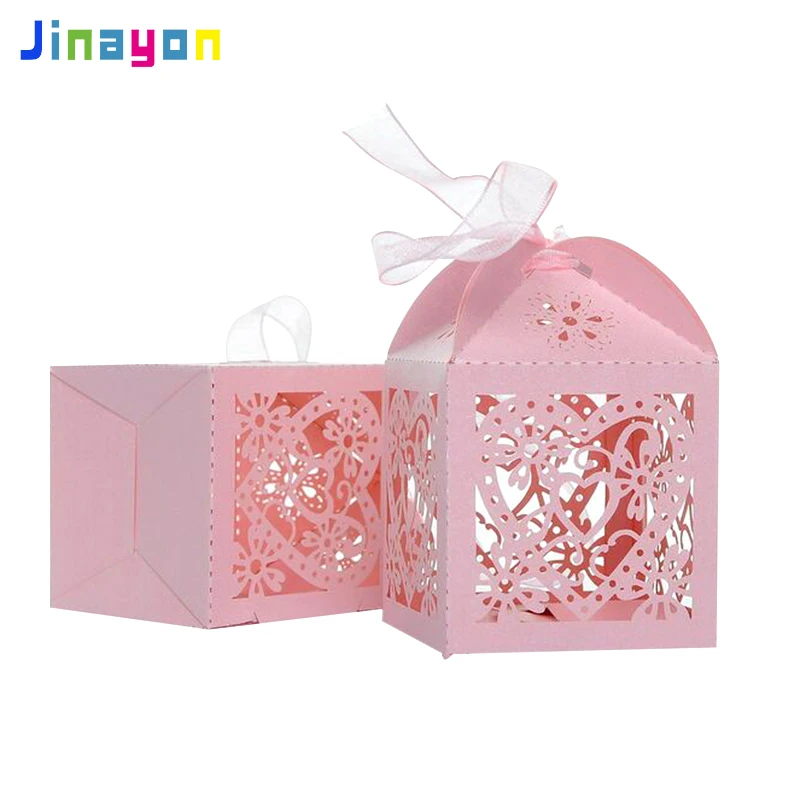custom flower paper gift box for wedding favors candy packaging