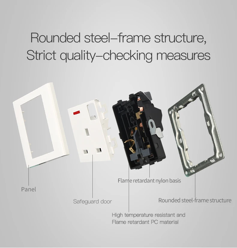 IEC BS AC power 10A 3 gang electric switches for home