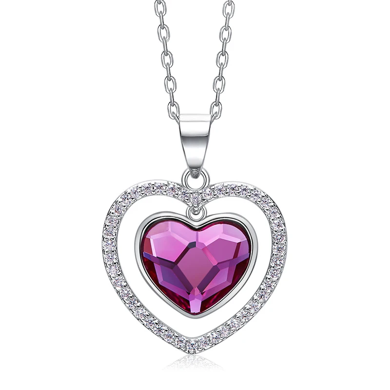 Wholesale Custom New Crystal Heart Necklace Designs Jewelry