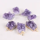 Pendant Wholesale Amethyst Cluster Pendant Necklace Druzy Pendant Gold-plating Rough Gemstone Pendant