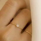 Engagement Gift Skinny Simple 18K Yellow Gold Engagement Ring With Triangle Stone Gift For Bridesmaid