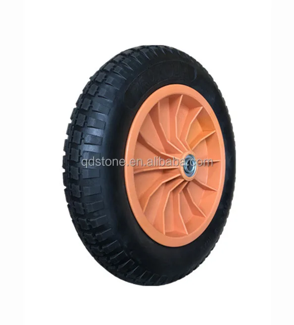 X Tubeless Polyurethane Foam Wheel Barrow Wheels With Spoke Color