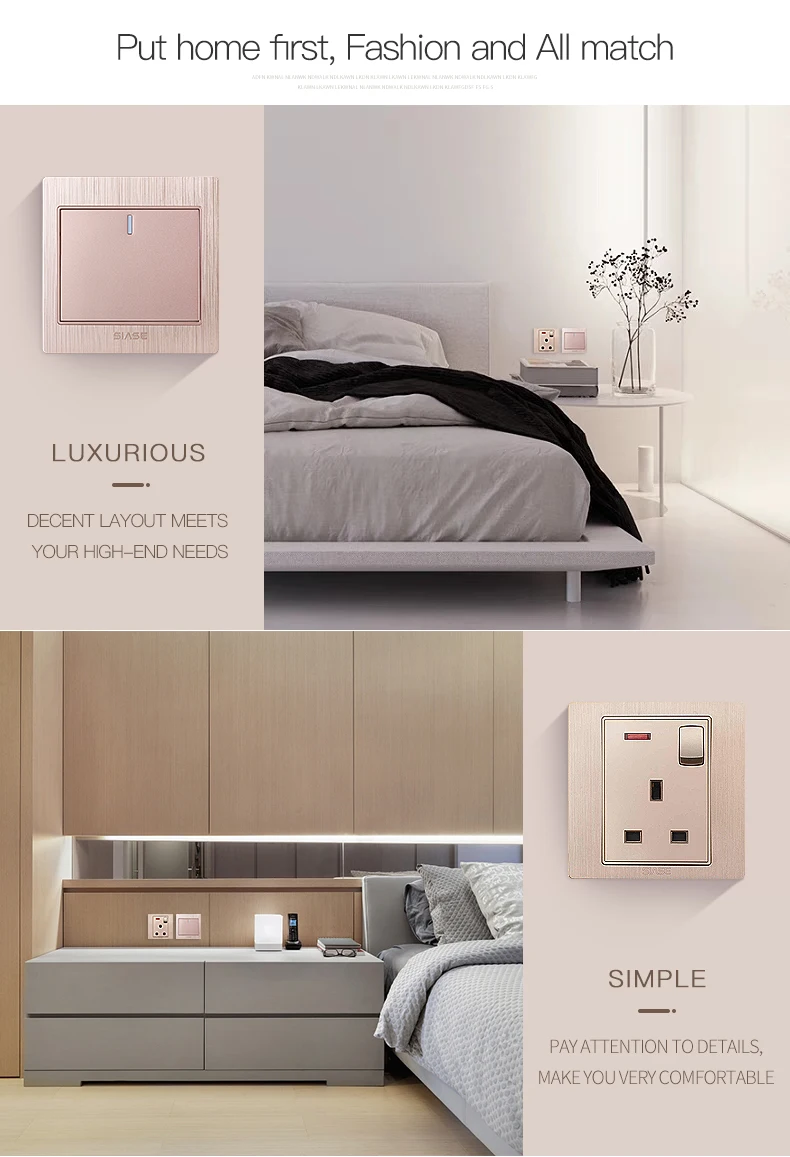 SIASE 86MM 1 GANG gold electrical single blank wall switch plate