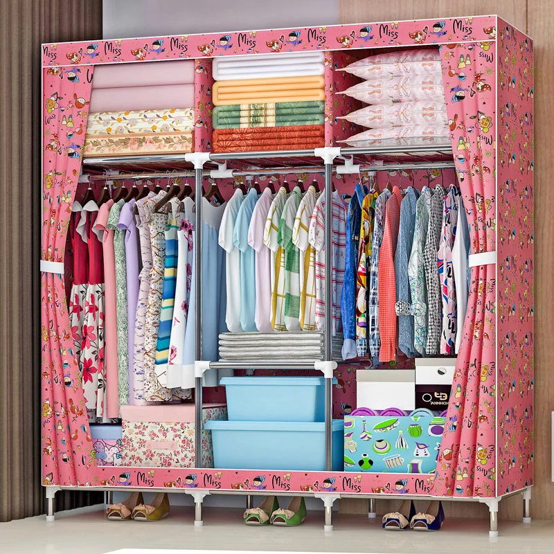 2591 customized kids or girls modern exoand bedroom fabric wardrobe closet