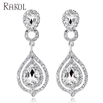 RAKOL AE021 Rhinestone Bridal Earrings Crystal Long Dangle Bridesmaid Earrings AE021