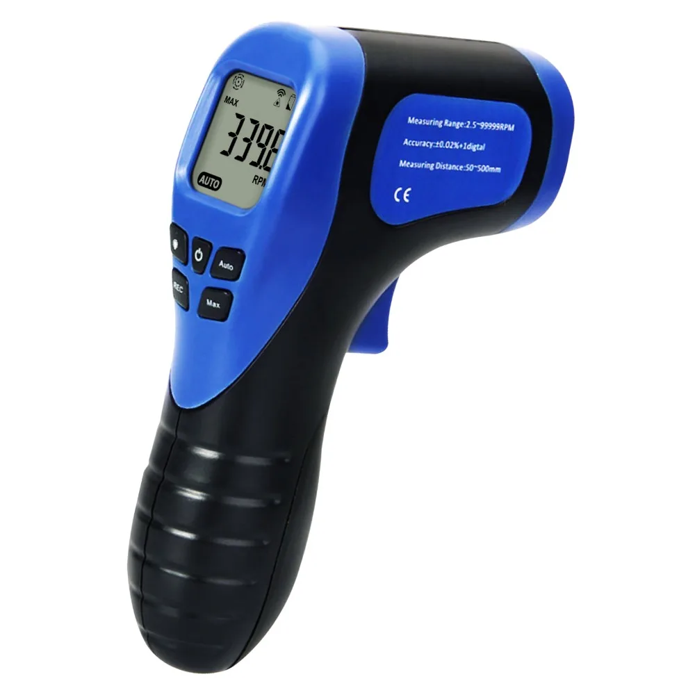 Handheld Tachometer Speed Meter L-aser Non-Contact LCD Tach 2.5-99,999RPM 