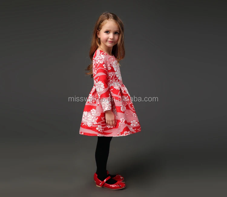 kids girl autumn latest dress printed pattern cotton fabric style China wholesale children clothes