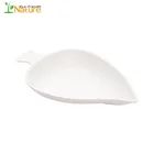Plate Finger Design Bagasse Plates 4 Inch Leaf Shape Plate Bagasse Biodegradable Plate For Finger Food