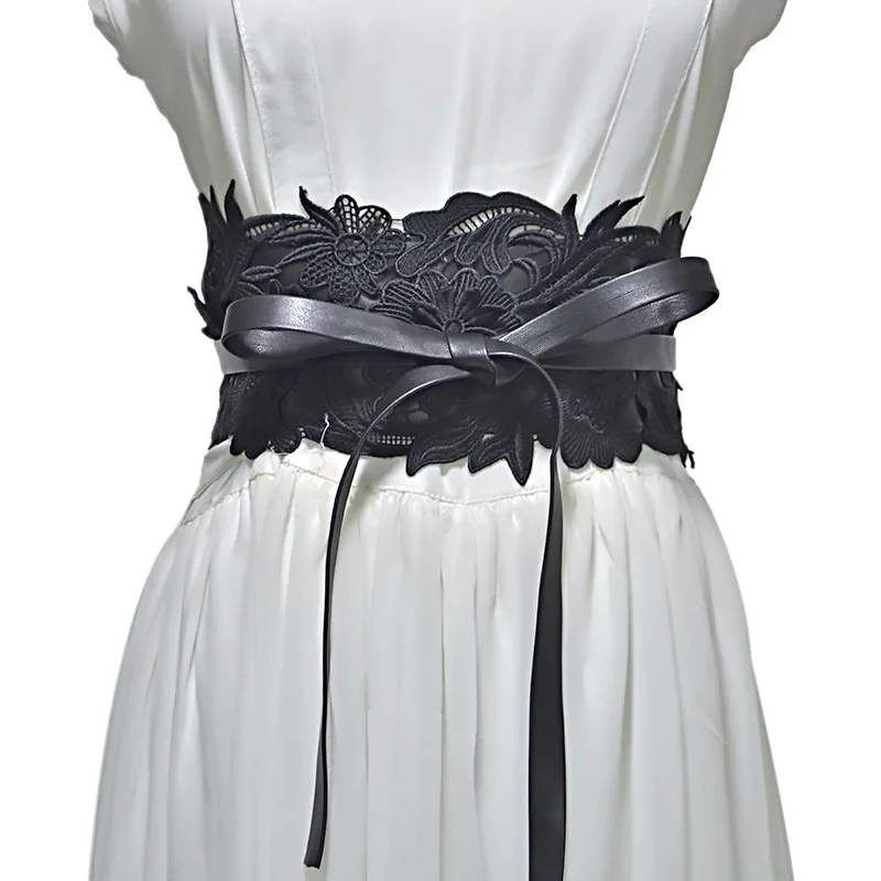 Elastic Lace Black Belts for Women Luxury Brand Designer Belts for Costumes Jeans Belt Female Wedding Dress Waistband