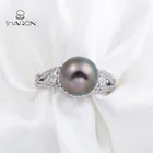 Cz Gemstone Bulk Custom Fashion Diamond Circle CZ Gemstone Adjustable Sterling Silver Pearl Ring