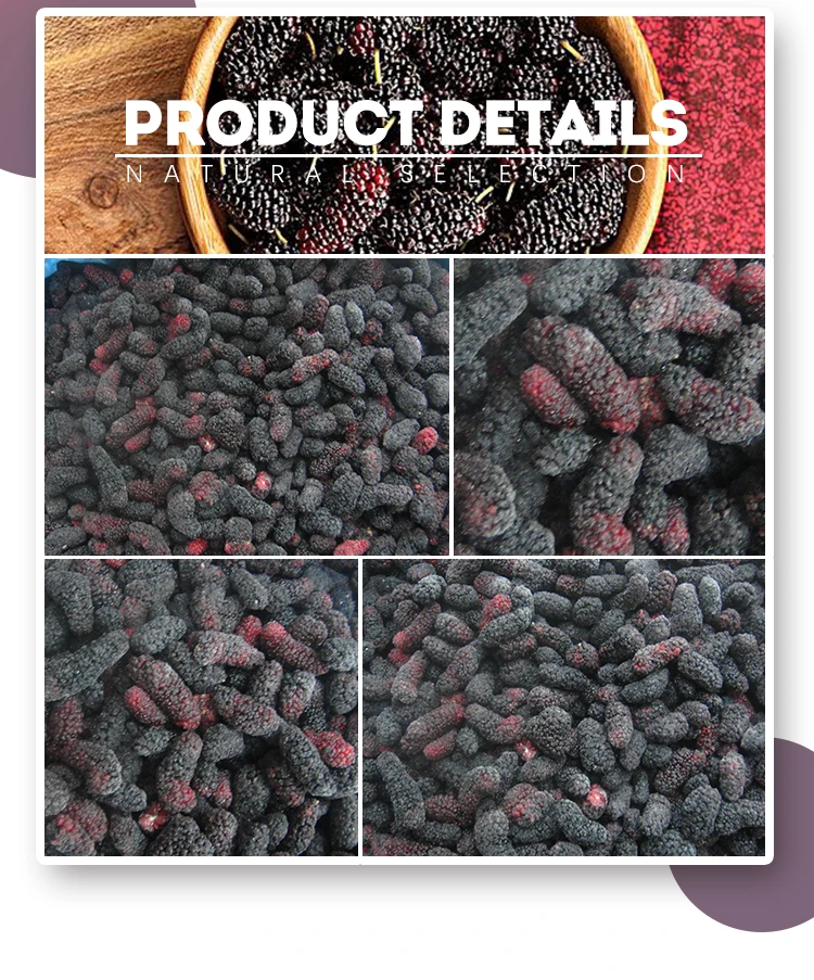 Wholesale Bulk Frozen Fruit Mulberry New Crop Frozen Fruit Bulk 10KG IQF Mulberry factory