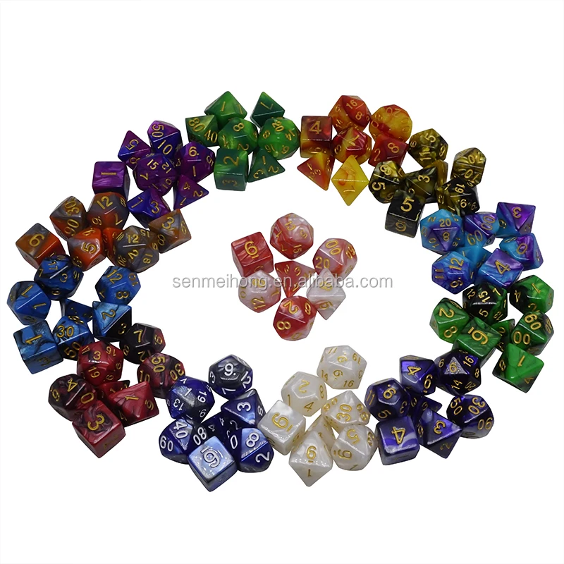 21 Lot Colorful Polyhedral Dices Bulk Set for  Board Games 