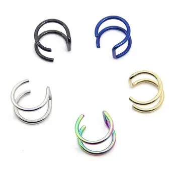 Fashion Simple Stainless Steel U Shape Double Circle Stud Earrings For Women Men