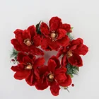 Decor 5 Red Artificial Christmas Poinsettia Gold Stamen Garland Berry Crafts Home Hotel Store Market Holidays Decor Wholesale#79201