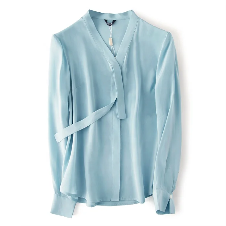 2023 fashion beautiful blouses for women long sleeve ladies casual apparel factory oem silk ladies blouses shirt