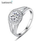 Engagement Diamond Rings LUOTEEMI Women Engagement Jewelry High Quality Wholesale Luxury CZ Diamond 925 Real Sterling Silver Wedding Rings