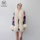 Collar Coat Down Coat Multi Color Fur Collar Mongolian Fur Trim Genuine Lamb Fur Coat
