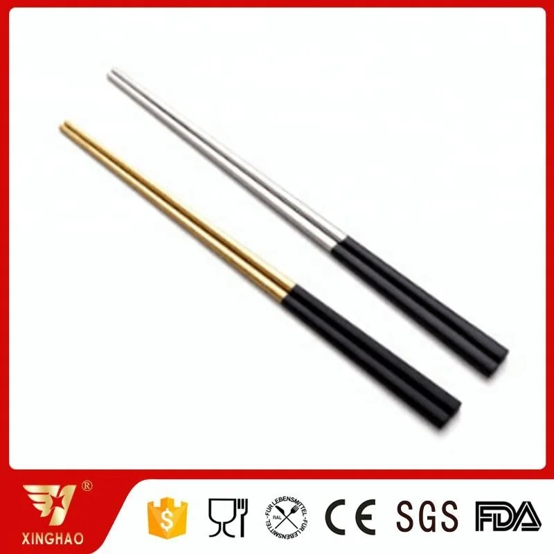 Korean Style High Mirror Polish Black Gold Stainless Steel Chopsticks for Wedding Gift
