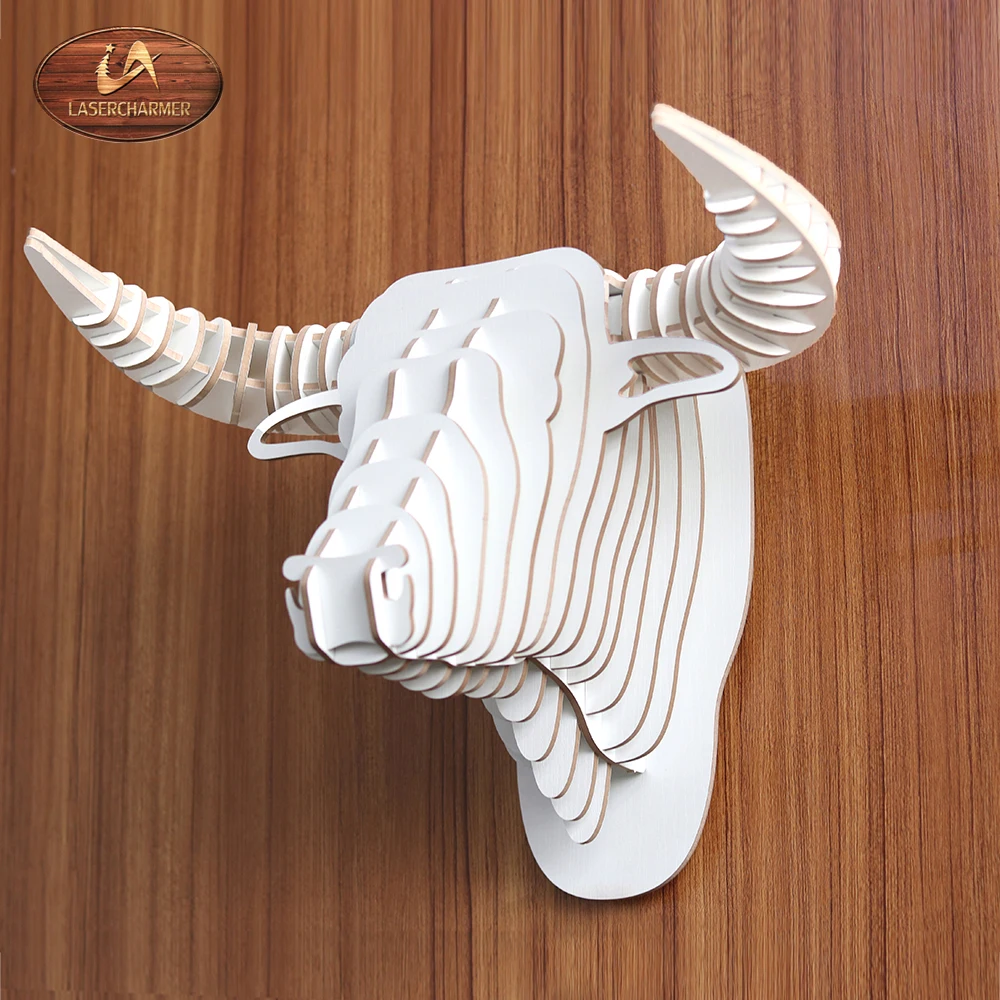 Kit Laser Cut Bulls Head Animal Trophy 3D Wall Art 