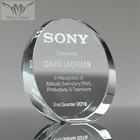 Corporate Desktop Gifts Deep Etched Clear Crystal Round Awards For Corporate Desktop Gifts