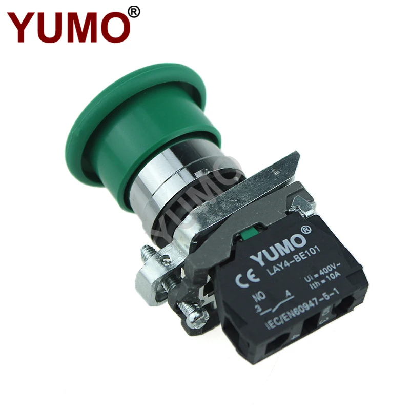 Push Button Switch Station Momentary 1NC 1NO Mushroom Green Switch 600V 10A 