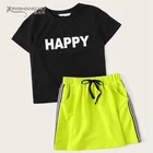 Girls Shirt Skirt Kids Suits Clothings Kids Summer Suits Custom Print Wholesale Girls Clothing Sets With T Shirt And Skirt