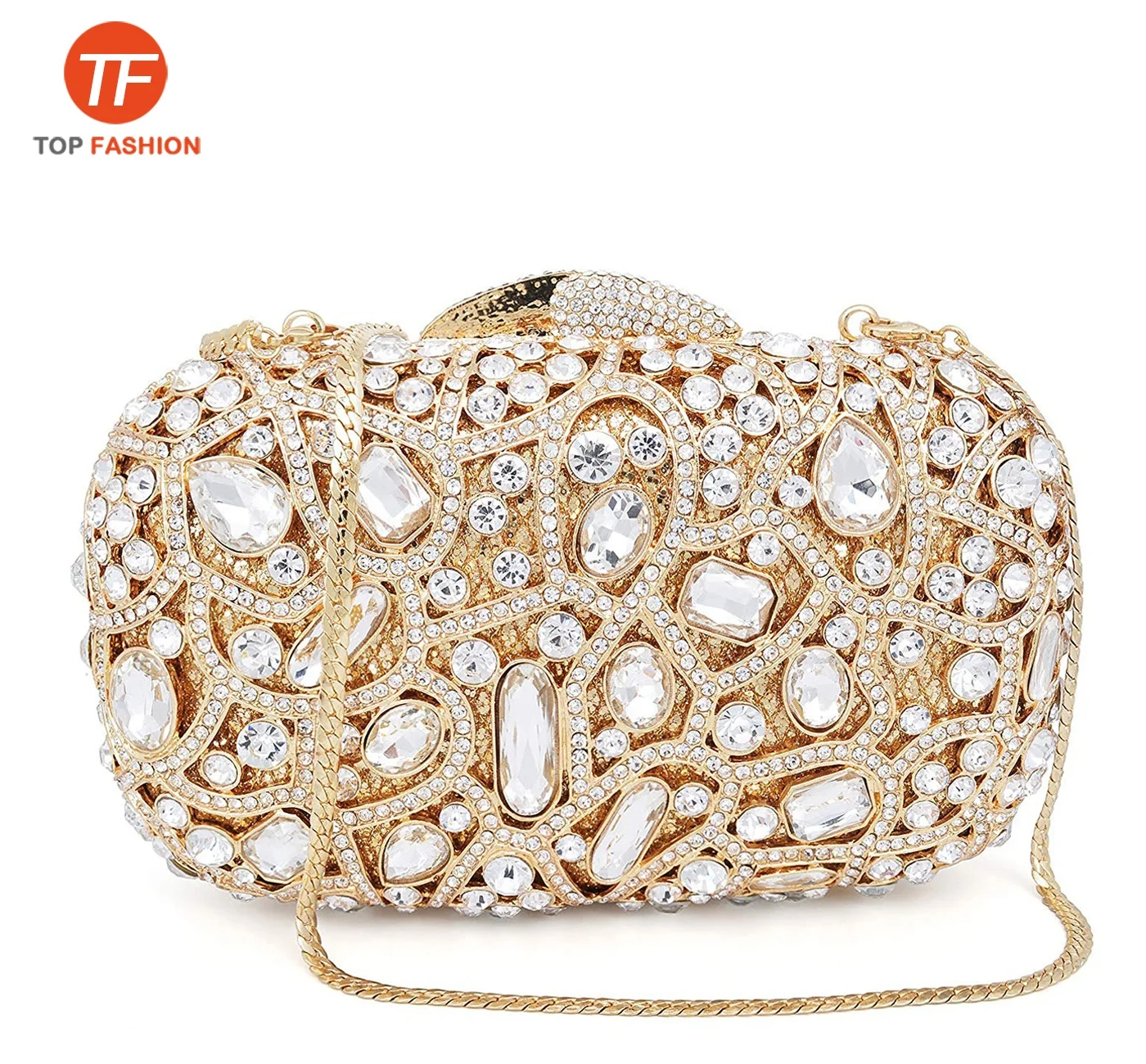 gold rhinestone clutch