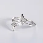 Genuine Silver Silver RINNTIN SR10 Women Fashion Genuine S925 Sterling Silver Adjustable Butterfly Rings