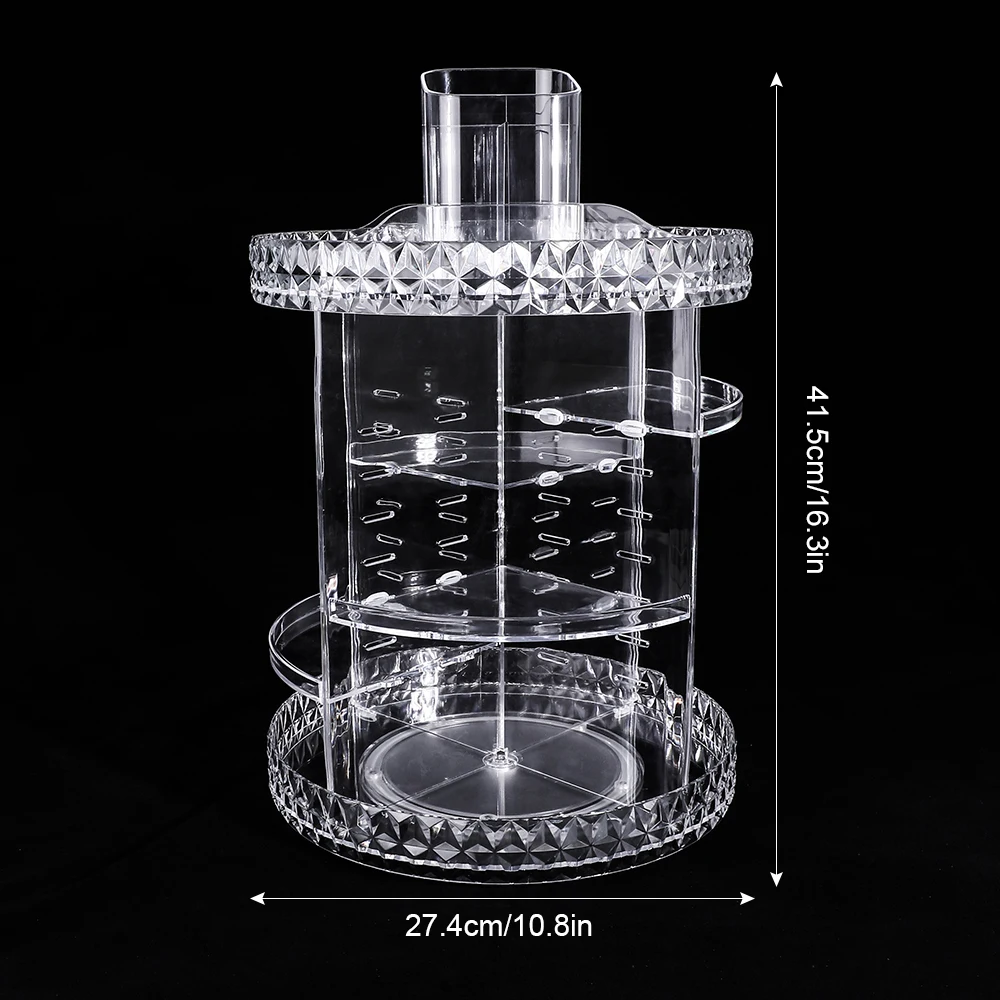 Large PS 4 Adjustable shelves Plastic Crystal Display Storage  Rotating Makeup Organizer 360 Degree 6 tiers two pieces
