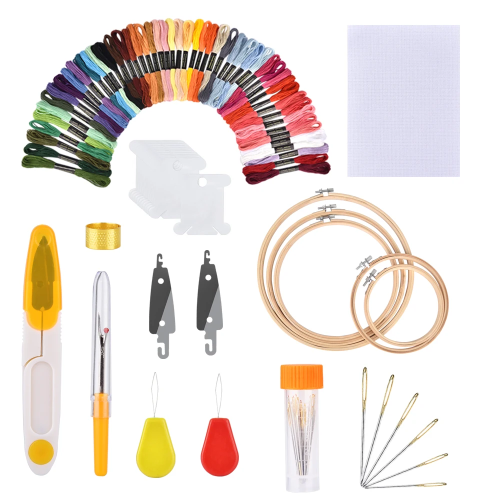 1 Set DIY Embroidery Pen Set Knitting Sewing Tool Kit Punch Needle 50 Threads 