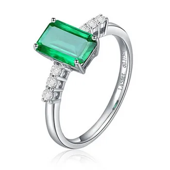Sgarit Custom Jewellery Drop Shipping Fine Jewelry 18K Gold Natural Gemstone 1.5Ct Green Emerald Ring Wedding Engagement Ring