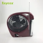 Fan Radio Rechargeable Fan With Radio Teyoza Solar Panel Charging 8 Inch Rechargeable Fan With AM/FM Radio