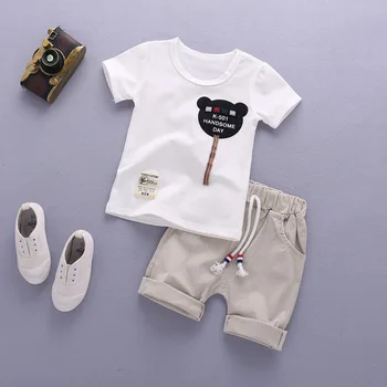 Wholesale Summer T-shirt and pants two piece set newborn baby boys clothes
