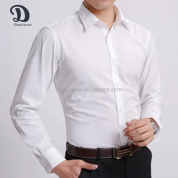 Men's white cotton button up dress shirts non iron shirt long sleeve shirts for men classic formal wear