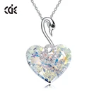 Crystal Necklace Animal Pendant Necklace Elegant Swan Girlfriend Luxury Animal Crystal Heart Pendant Necklace