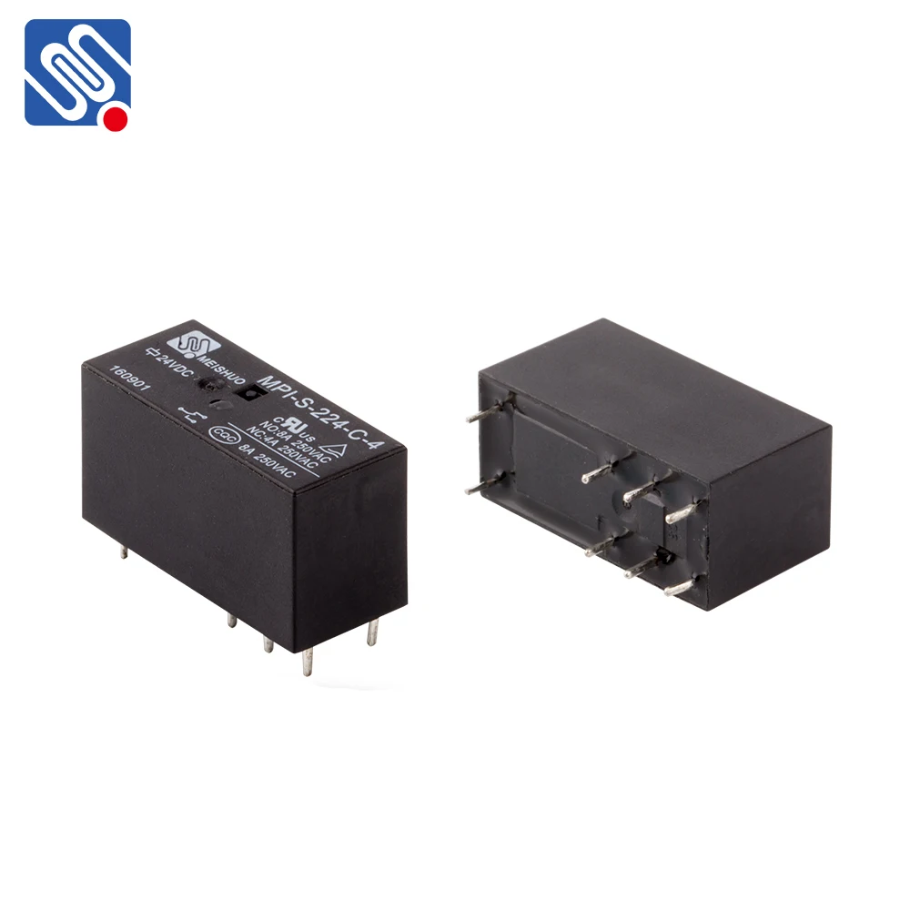 Meishuo MPI-S-224-C-4 8A 12A 16A 18vdc 5pins 8pins relay manufacturer electric relay power mini pcb general purpose relay