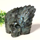 Stone Labradorite Natural Stone Labradorite Carved Indian Warrior Crystal Skulls For Decoration
