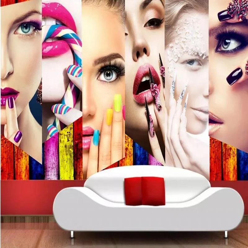 Custom wallpaper modern fashion beauty salon semipermanent eyebrow lip  nail wall background 3d wallpaper papel parede