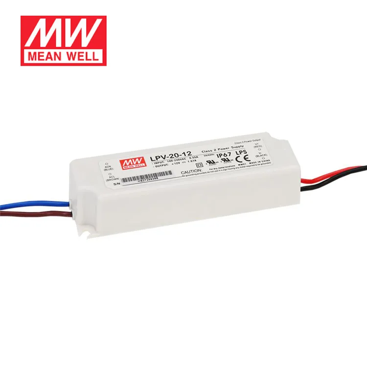1pc LED Power Supply Constant Voltage CV Driver LPV-20-24 20W 24V 0.84A IP67 MW 