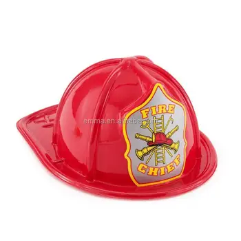Child Size Red Plastic Fire Chief Hat Halloween Party Plastic fireman Helmet Hat HT2946