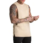 Singlet OEM Service Dropped Armholes Blank Jersey Cotton Singlet Men Cut Off Deep Cut Gym Tank Top
