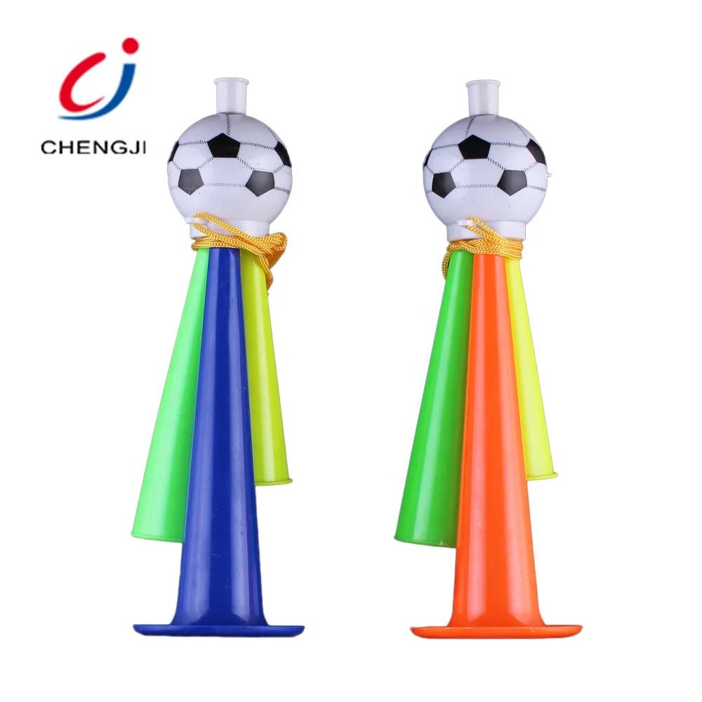 Chengji Accessories Promotional Football Fans Sport Cheer Air Horn Plastic Blow Colorful Cone Football Air Cheering Fan Horn