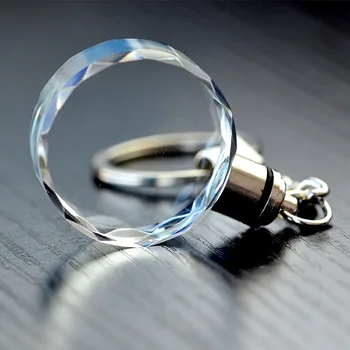 Personalized Crystal Keychains Keyring Led Crystal Key chain Key ring with Laser Logo