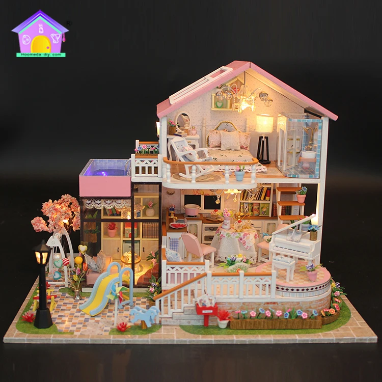 wooden toy house garden