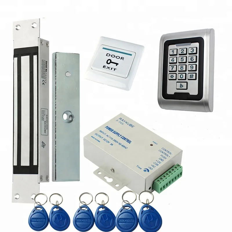 2 Door Access Control Lock Systems with 280kg Magnetic lock+Doorbell+RFID Reader 