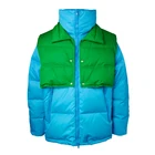 Quilted Jacket OEM Men Color Block Oversized Quilted Shell Down Jacket With Detachable Vest