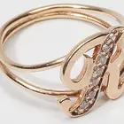 Ring Customized Rose Gold Crystal Name Initial Alphabet Ring